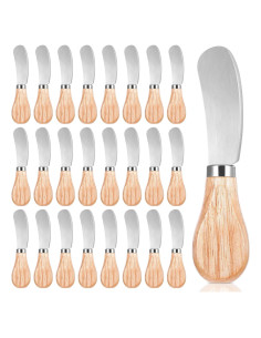 24 Cuchillos para Untar Queso HOFURME Acero Inoxidable Madera