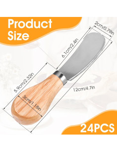 24 Cuchillos para Untar Queso HOFURME Acero Inoxidable Madera 2