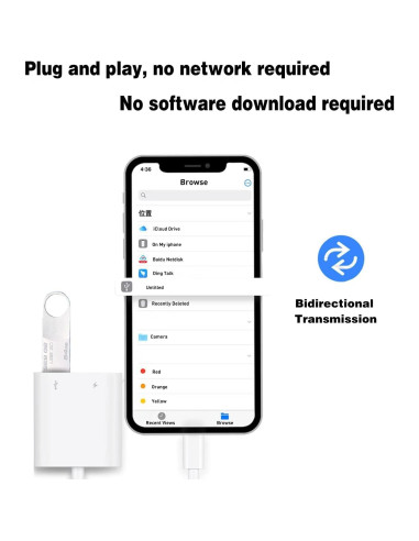Adaptador de Cámara Lightning a USB Microwoo con Carga
