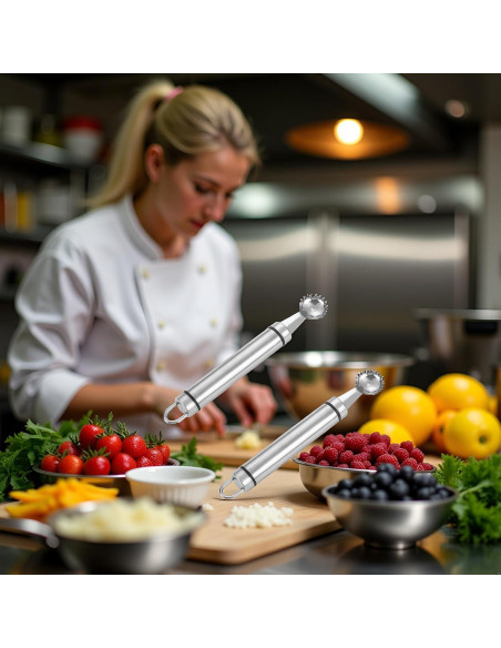 Juego de 2 Huller de Fresa Tnyvm Acero Inoxidable 9g