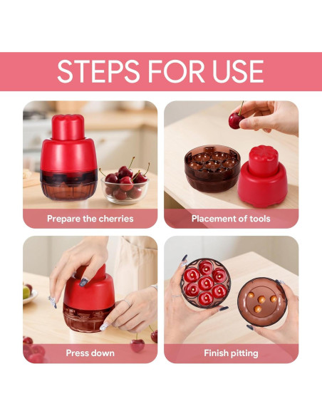 Removedor de Huesos de Cereza 7 en 1 Rojo - Herramienta Multifuncional