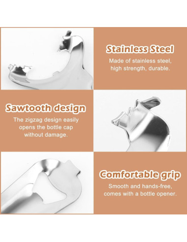 2 Abridores de Tarros de Acero Inoxidable Kazheon 14.5x9cm