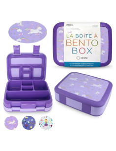 Lonchera Bento Kinsho Unicornio Púrpura 5 Secciones Sin BPA