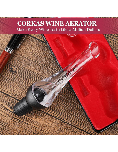 Aerador de Vino CORKAS 2-en-1 con Vertedor Antigoteo