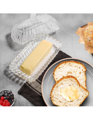 Plato para Mantequilla con Tapa Mamalucky 16.5x8.6cm Vidrio