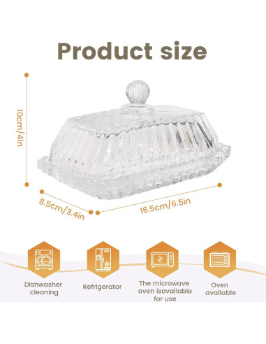 Plato para Mantequilla con Tapa Mamalucky 16.5x8.6cm Vidrio