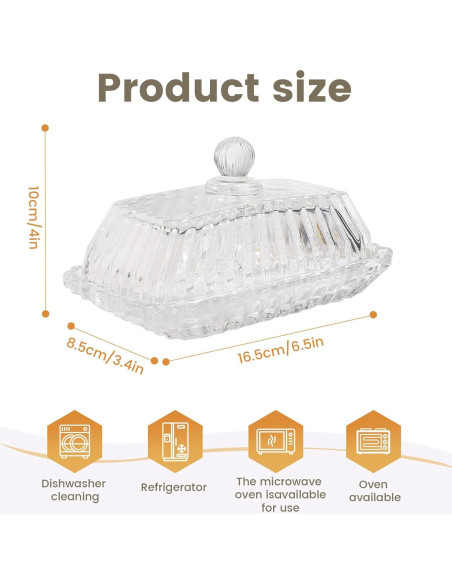 Plato para Mantequilla con Tapa Mamalucky 16.5x8.6cm Vidrio