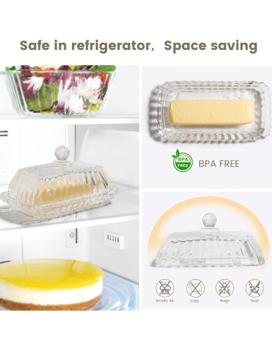 Plato para Mantequilla con Tapa Mamalucky 16.5x8.6cm Vidrio