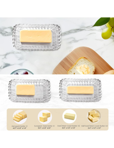 Plato para Mantequilla con Tapa Mamalucky 16.5x8.6cm Vidrio