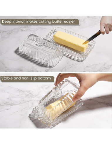 Plato para Mantequilla con Tapa Mamalucky 16.5x8.6cm Vidrio