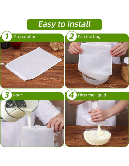 6 Bolsas de Leche de Nueces IANFAN 30.5x20.4 cm Nylon Reutilizables