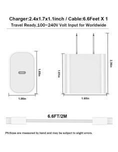 Cargador de pared rápido USB C PD 20W Rahhaze para iPad 10.9"/11" 2
