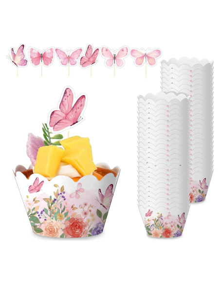 Conjunto de 72PC Forros y Adornos de Cupcake Mariposa Fouliki
