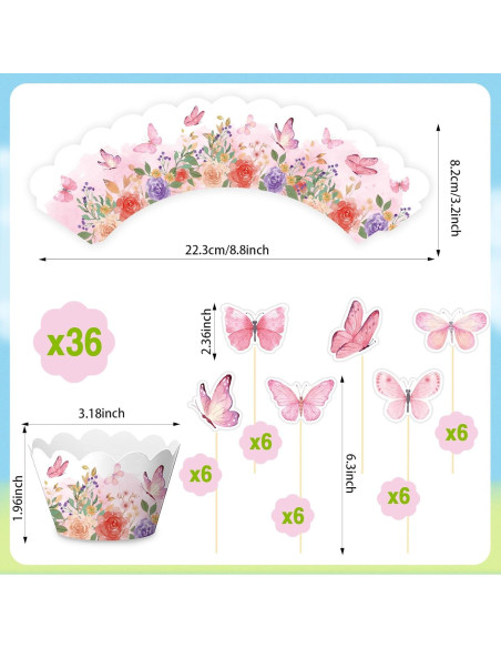 Conjunto de 72PC Forros y Adornos de Cupcake Mariposa Fouliki