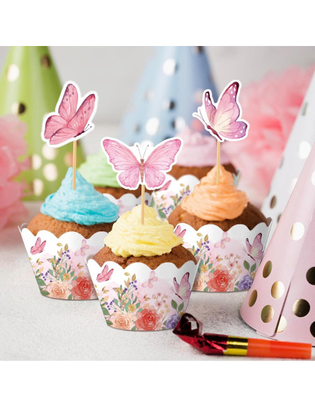 Conjunto de 72PC Forros y Adornos de Cupcake Mariposa Fouliki