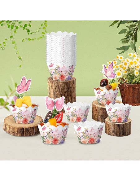 Conjunto de 72PC Forros y Adornos de Cupcake Mariposa Fouliki
