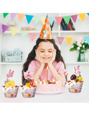 Conjunto de 72PC Forros y Adornos de Cupcake Mariposa Fouliki