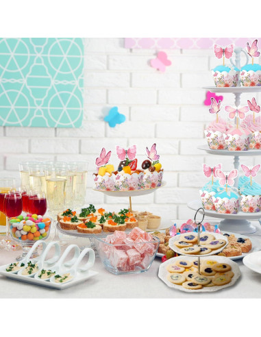 Conjunto de 72PC Forros y Adornos de Cupcake Mariposa Fouliki