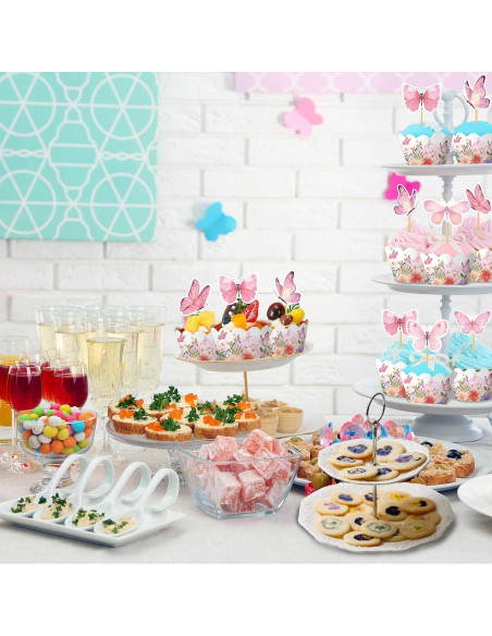 Conjunto de 72PC Forros y Adornos de Cupcake Mariposa Fouliki