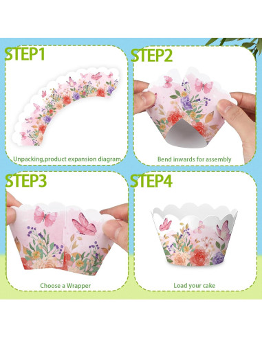 Conjunto de 72PC Forros y Adornos de Cupcake Mariposa Fouliki