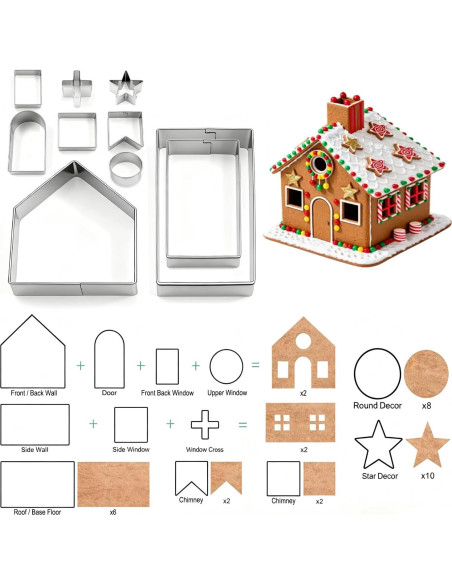 Juego de 10 Cortadores de Galletas Casa de Jengibre YomiFamily