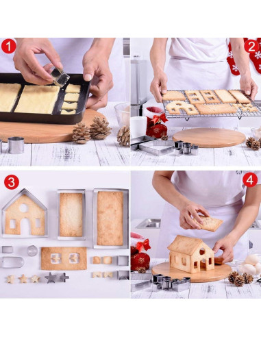 Juego de 10 Cortadores de Galletas Casa de Jengibre YomiFamily