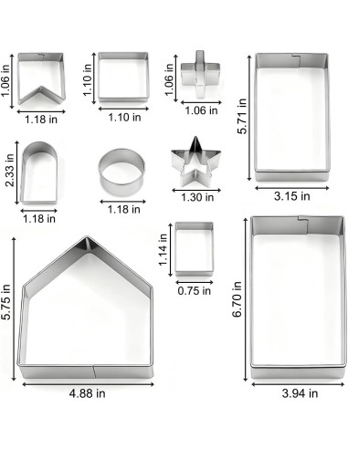 Juego de 10 Cortadores de Galletas Casa de Jengibre YomiFamily