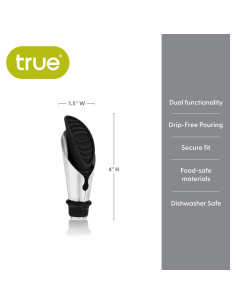 Vertedor y Tapón de Vino TRUE Duo, Silicona y Acero Inoxidable 2