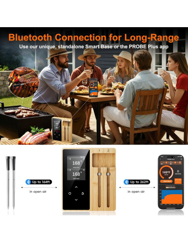 Termómetro de Carne Inalámbrico Newise con 2 Probetas Bluetooth