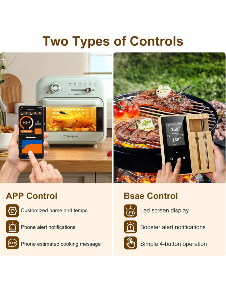 Termómetro de Carne Inalámbrico Newise con 2 Probetas Bluetooth