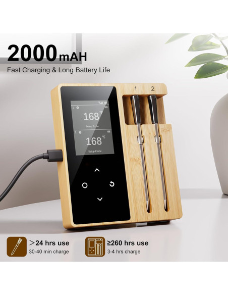 Termómetro de Carne Inalámbrico Newise con 2 Probetas Bluetooth