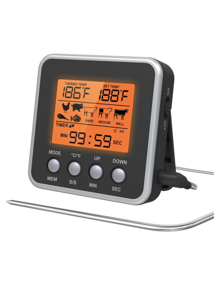 Termómetro Digital de Carne Timloon con Pantalla LCD y Temporizador