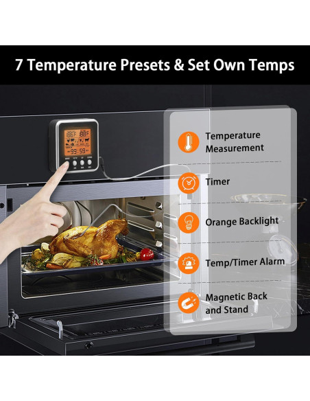 Termómetro Digital de Carne Timloon con Pantalla LCD y Temporizador