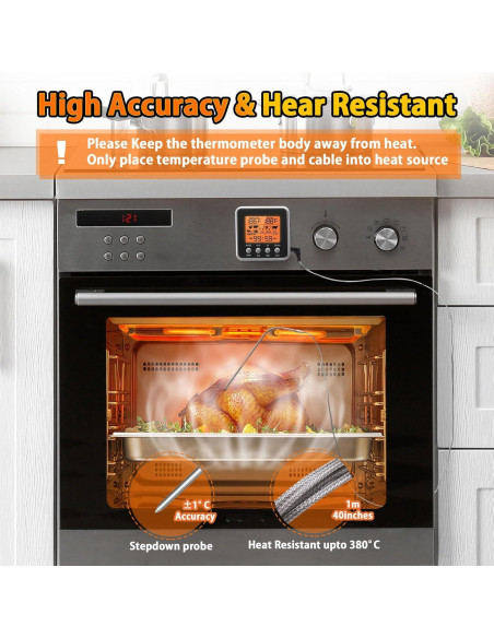 Termómetro Digital de Carne Timloon con Pantalla LCD y Temporizador