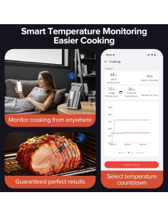 Termómetro de Carne Inalámbrico ROUUO con Duales Probetas 2