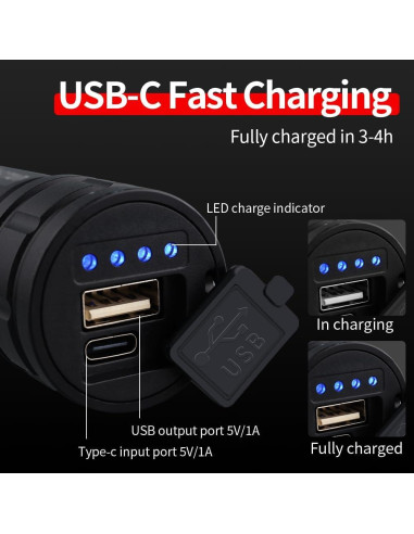 Linterna LED KINQILIN S2107 Recargable 3400mAh IP67 3 Modos