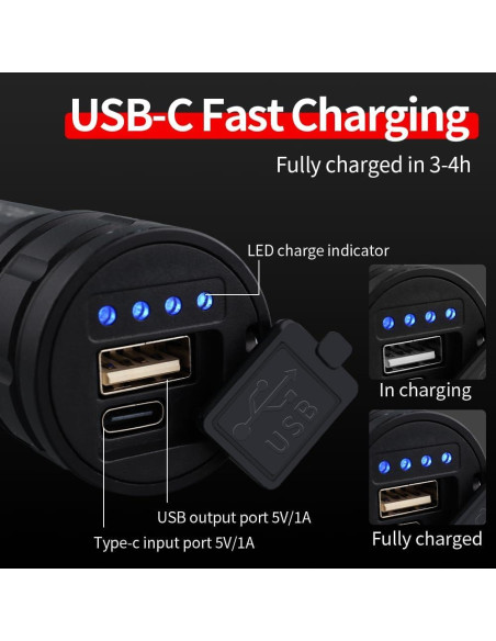 Linterna LED KINQILIN S2107 Recargable 3400mAh IP67 3 Modos