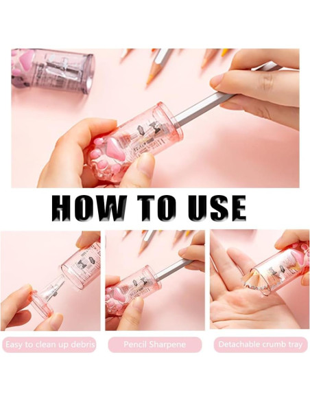 Juego de Papelería Kawaii PANDENNER 4 Piezas Rosa