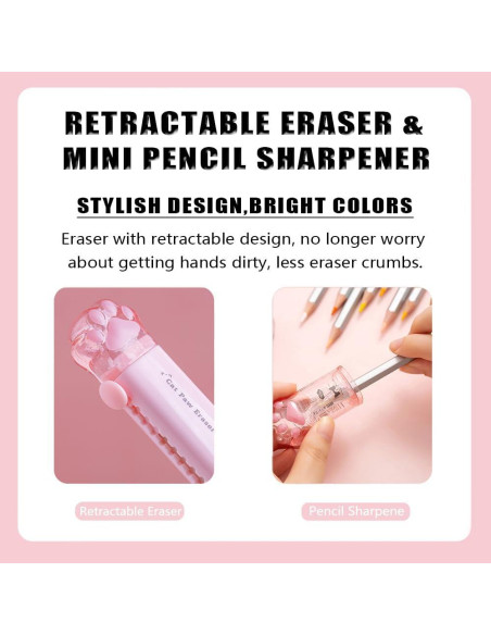 Juego de Papelería Kawaii PANDENNER 4 Piezas Rosa