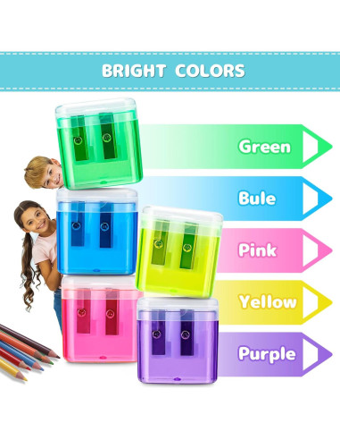 Paquete de 60 Sacapuntas Doble Agujero Snaiio Multicolor