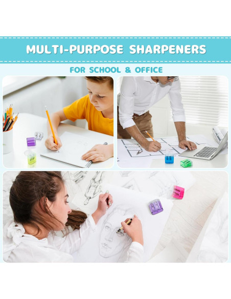 Paquete de 60 Sacapuntas Doble Agujero Snaiio Multicolor