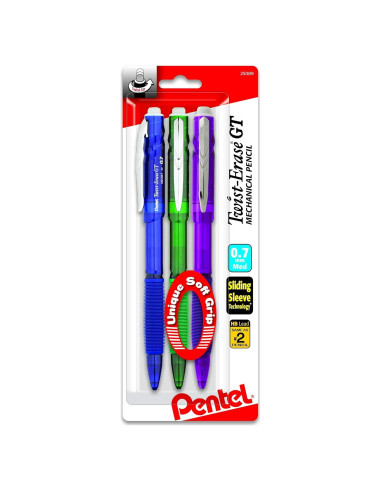 Lápiz Mecánico Pentel Twist-Erase GT 0.7mm Paquete de 3