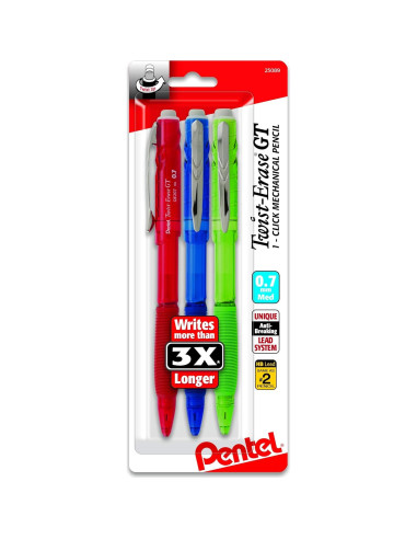 Lápiz Mecánico Pentel Twist-Erase GT 0.7mm Paquete de 3