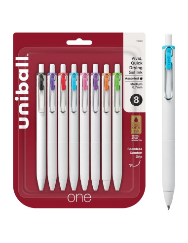 Bolígrafo Gel Retráctil Uniball uniONE 0.7 mm Surtido 8 Unidades