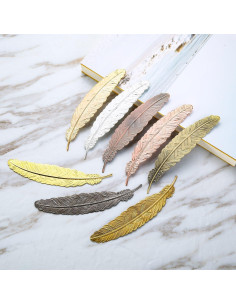 Marcadores de Metal en Forma de Pluma Gejoy - 8 Piezas 11.5 cm 2