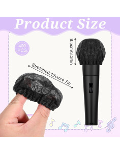 400 Fundas Desechables para Micrófonos Tela No Tejida Negro 2