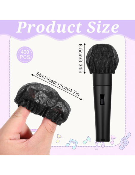 400 Fundas Desechables para Micrófonos Tela No Tejida Negro