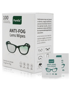 Toallitas Antivaho para Lentes Purelia - 100 Paños Prehumedecidos