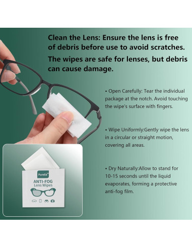 Toallitas Antivaho para Lentes Purelia - 100 Paños Prehumedecidos