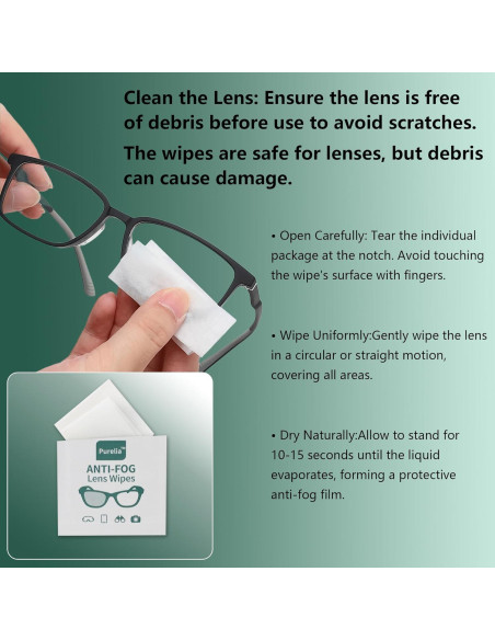 Toallitas Antivaho para Lentes Purelia - 100 Paños Prehumedecidos